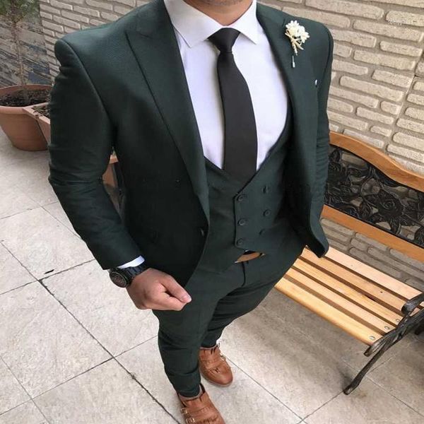 

men's suits & blazers est green suit men wedding custom made groom prom tuxedos 3 piece latest design coat pants vest set slim fit1, White;black