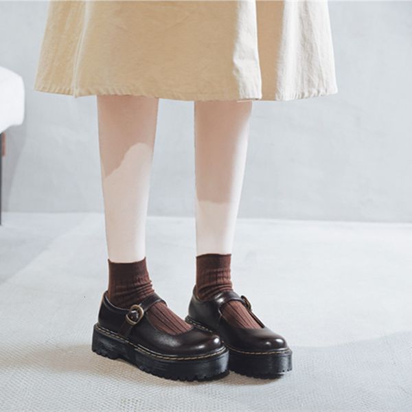 

jk vintage dark brown/black platform lolita kawaii loli cosplay mid-heel-five inches leather from retro plutonium mary jane shoes 49qp