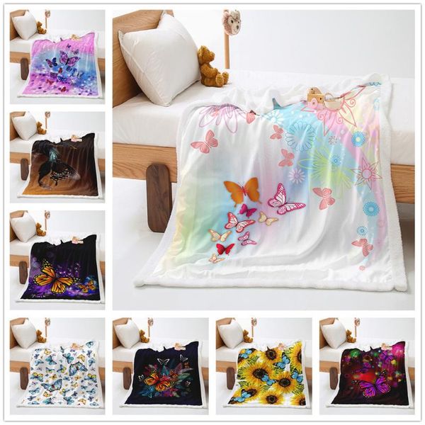 

blankets butterfly 3d digital printing thickened lamb velvet crystal blanket