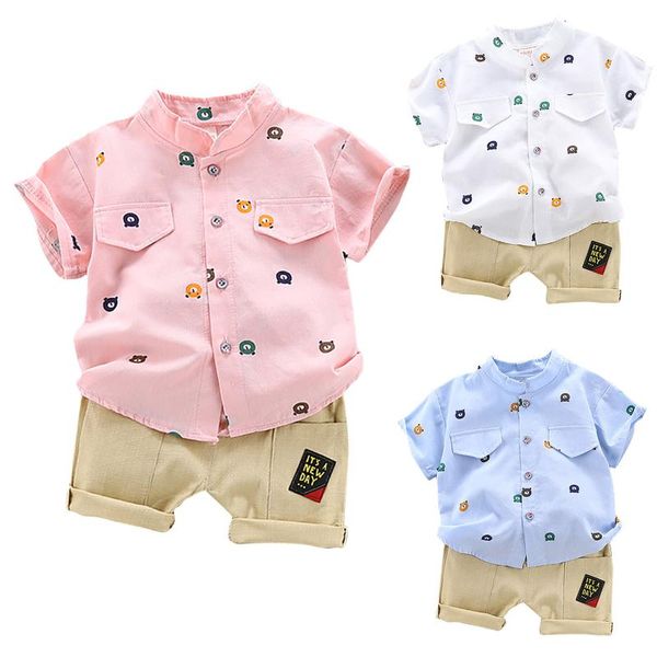 

clothing sets boys children's toddler set casual baby kids cartoon t-shirt +shorts summer outfits for costume suit, White
