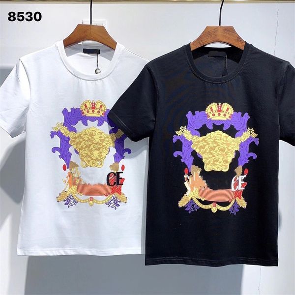 

2021summer new trendy brand men's t-shirt breathable comfortable and fashionable all-match00123, White;black