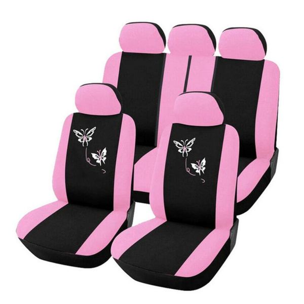 

car seat covers 1 sets universal butterfly fashion style front rear luxury cute pink styling