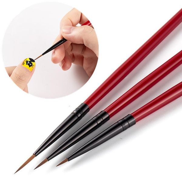 

nail brushes 3pcs/set art liner painting brush thin stripe line drawing pen gel tips french design manicure tool 5/7/11mm, Yellow