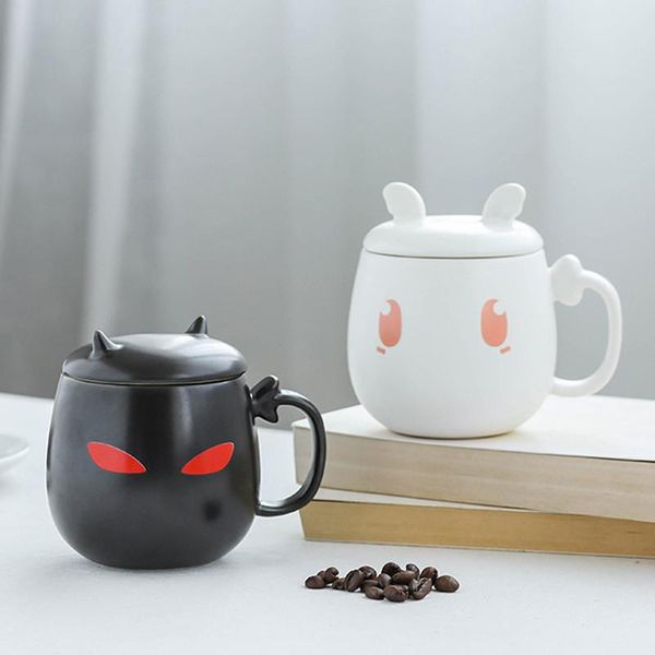 

mugs ceramic cute cartoon coffee with lid and handle porcelain home breakfast milk cup office teacup couple drinkware gift