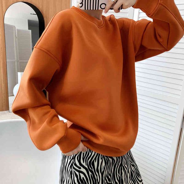 

women's hoodies & sweatshirts lmq female winter space cotton solid color pullovers long sleeve long-sleeve casual streetwear tracksuit, Black