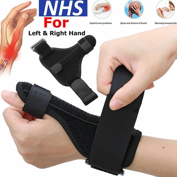 

adjustable wrist thumb hand support brace splint sprain arthritis belt spica pain relief for hand finger sprain protection, Black;red