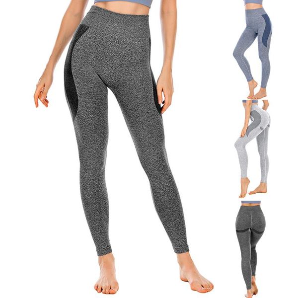 

40# women's gym leggings workout pure color hip lifting elasticity fitness running push up gym athletic pants, Black