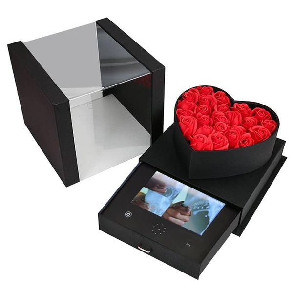 

birthday wedding flower gift acrylic transparent lcd sceen advertising display box with lcd video