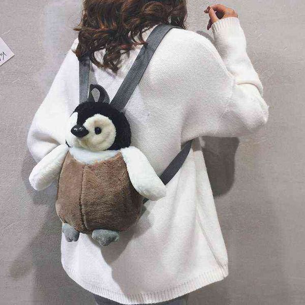 Niedlicher Pinguin-Plüsch-Rucksack für Mädchen, Khaki-Pinguin-Plüsch-Umhängetasche, bestes Geburtstagsgeschenk für Mädchen, weiche kleine Tasche Y1105