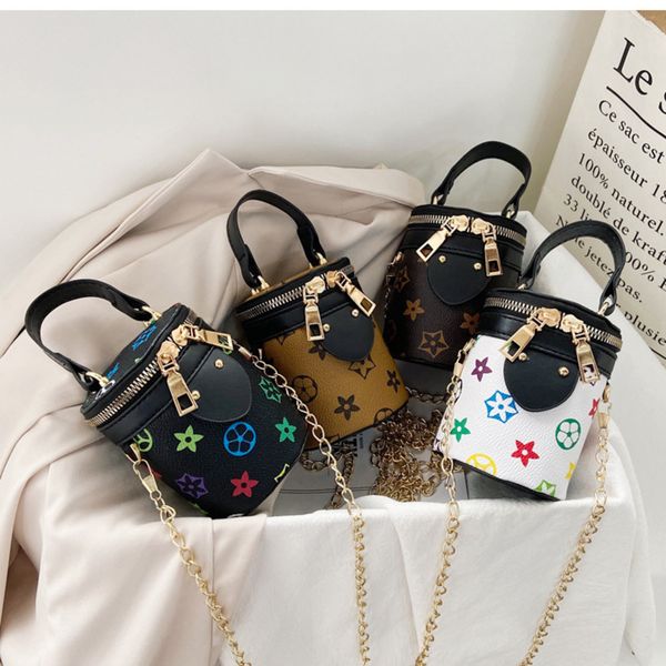 

kids girls designer handbag fashion barrel bucket bag mini totes chain bag brand crossbody bag fanny pack messenger shoulder bags h236hjt, Black