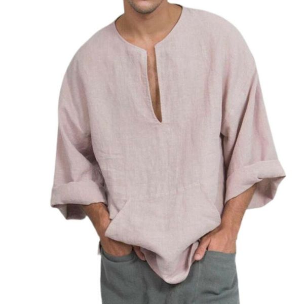 

men's casual shirts men clothing flared long sleeves shirt summer solid fashion loose turn-down collar for, White;black