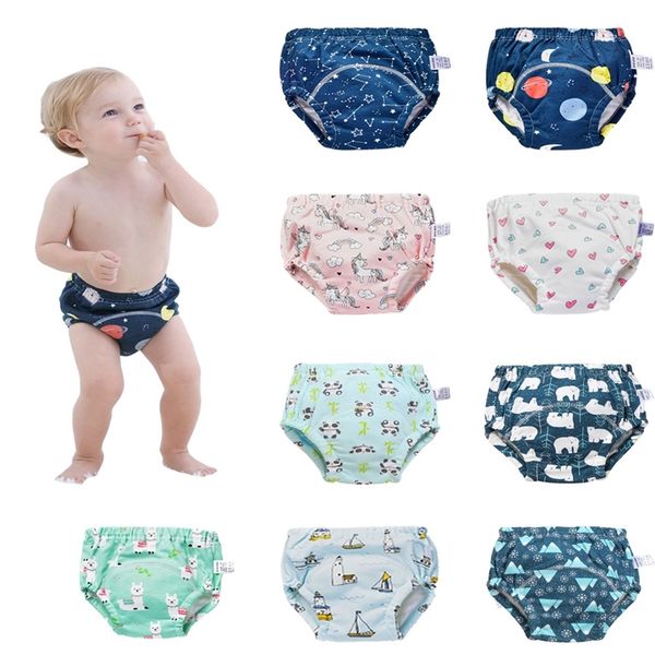 

2pcs/lot baby training pant newborn diapers reusable cloth absorbent cover adjustable washable toddler underwear nappy 210312