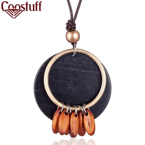 

pendant necklaces vintage colored wooden long for women statement & pendants female suspension rope chains jewelry accessories, Silver