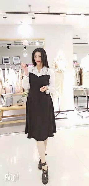 

slim and long-sleeved work dresses for 2021 autumn season, White;black
