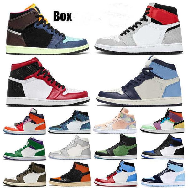 

2021 jumpman 1 men women basketball shoes 1s smoke grey high og bio hack bloodline satin-snake university blue trainers sneakers with box