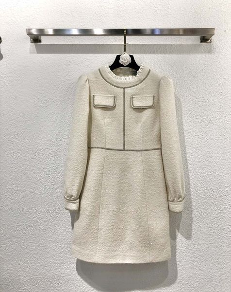 

new bright diamond combination wool dress in early autumn, Black;gray