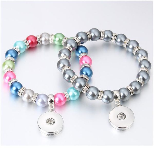 

colorful beads snap bracelet diy charms bangle fit 18mm snap buttons jewelry for wome jllpxz, Golden;silver