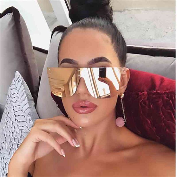 

fashion unique mirror square sunglasses women men brand designer oversized reflective pink glasses female eyewear uv400, White;black