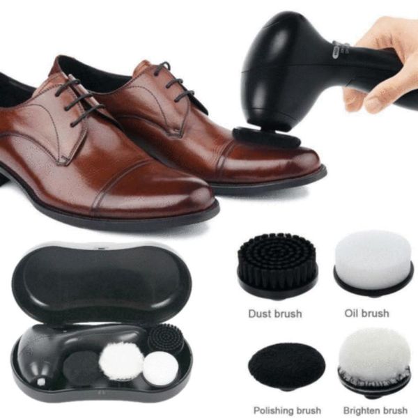 

electric shoe polisher machine kit brush heads cleaning leather shine black