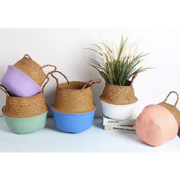 

storage baskets 23 colors set macrame wicker for organizer rattan basket eco-friendly panier osier por casa home garden dropship