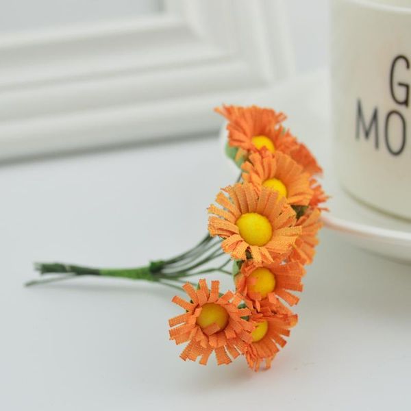 

10pcs slik mini daisy bouquet wedding decoration fake gerbera diy wreath candy box gift handmade material artificial s jllffe