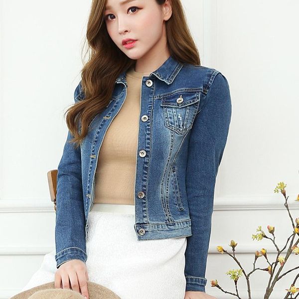 

women short wild loose korean long-sleeved jacket trend autumn spring new plus size s-6xl slim denim jacket ladies, Black;brown