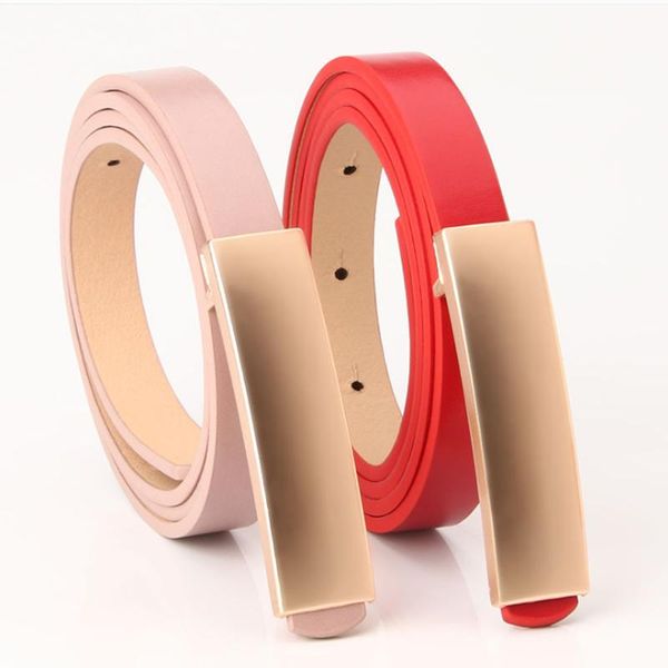 

Belts Metal Buckle Ladies For Dresses High Quality Leather Thin Female Waist Belt Straps Waistband Women, Black;brown