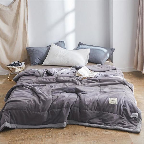 

comforters & sets simple style solid color summer quilt bed cover blanket gray soft twins queen boy sheet lb63009
