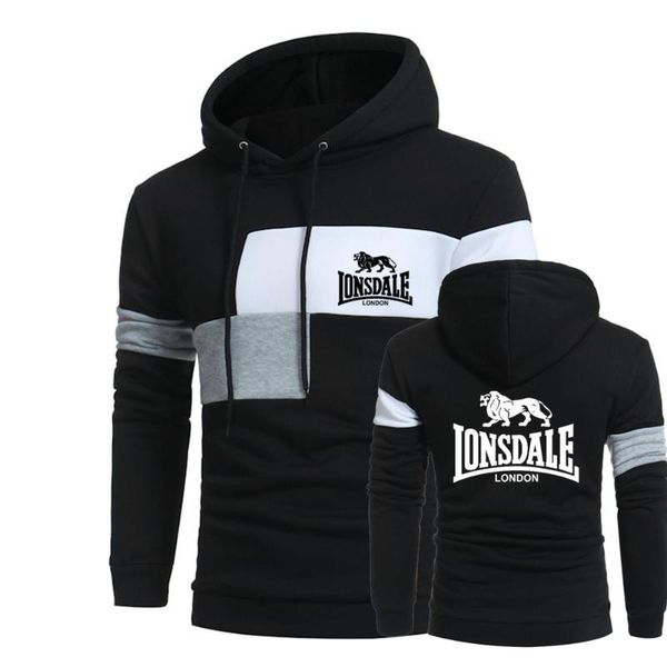 

men's hoodies & sweatshirts spring autumn 2021 lonsdale color splice pullover male harajuku cotton hip hop coat customize top, Black