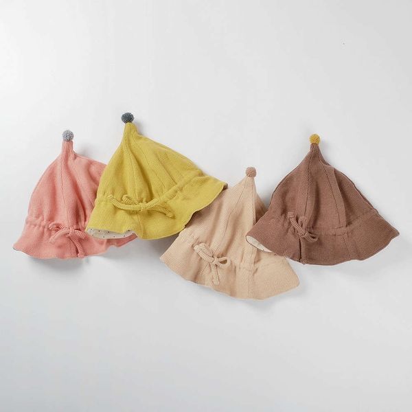 

moonmlon spring and autumn new korean children's sunshade warm adjustable cotton basin baby hat christmas, Yellow