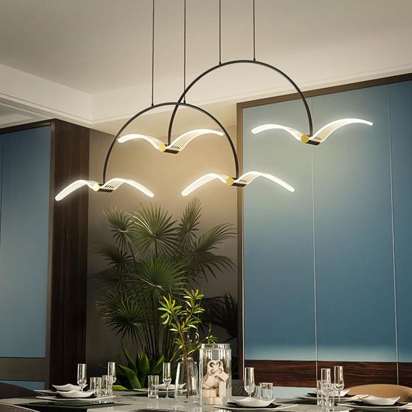 

pendant lamps modern dining table chandeliers lighting seagull design ceiling lamp with remote control for kitchen island living room