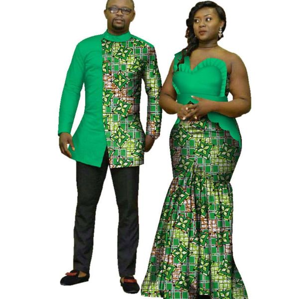 

ethnic clothing 2021 men sets and women's for the wedding nigeria traditional african bazin riche couples matching 6xl, Red