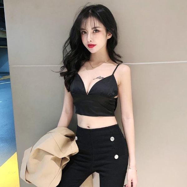 

low cut underwear suspender vest women's wear 2021 new spring short sleeveless versatile silk fashion, Black;white