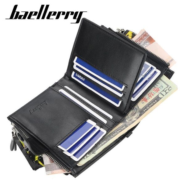 

wallets baellerry small wallet men coin purse card holders design zipper leather pocket male clutch, Red;black