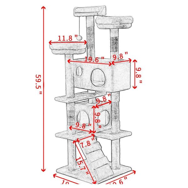 

60" cat tree tower condo furniture scratching post pet kitty pla jlljna soif