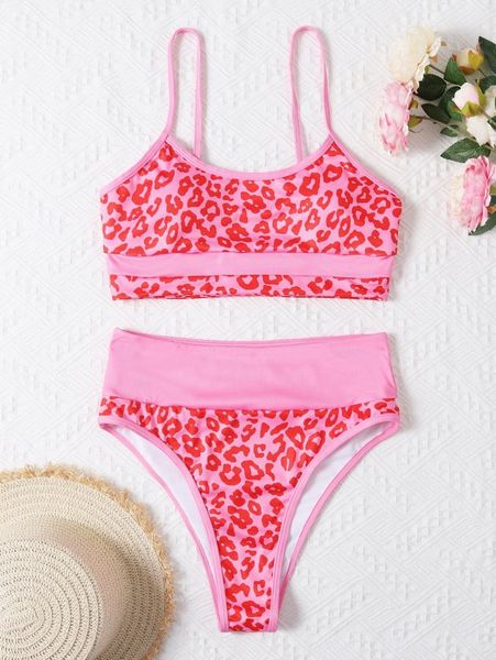 

allover graphic rib bikini swimsuit r8xi#, White;black