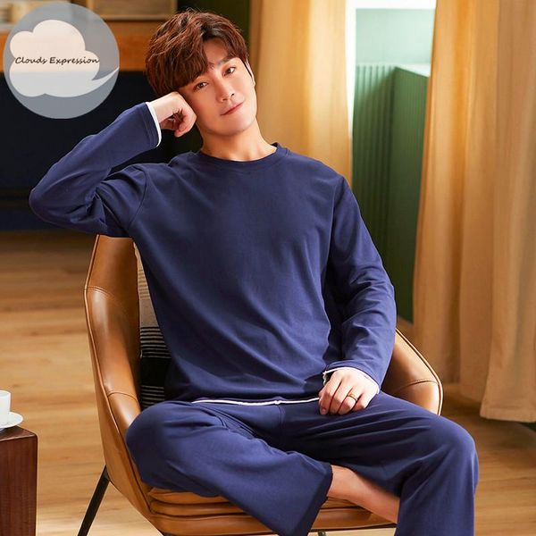 

autumn winter knitted cotton cartoon men's pyjamas suits pajamas set casual male sleepwear pyjamas night pijamas homewear 4xl, Black;brown