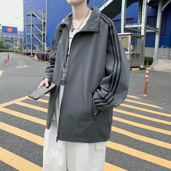 

autumn sports men's fashion hip hop three bar baseball jacket, Black;brown