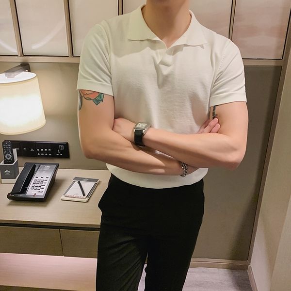 

2021 new cotton shirt, short sleeve, casual polo, solid color, low collar, male polo mesh 1vyi j6hh, White;black