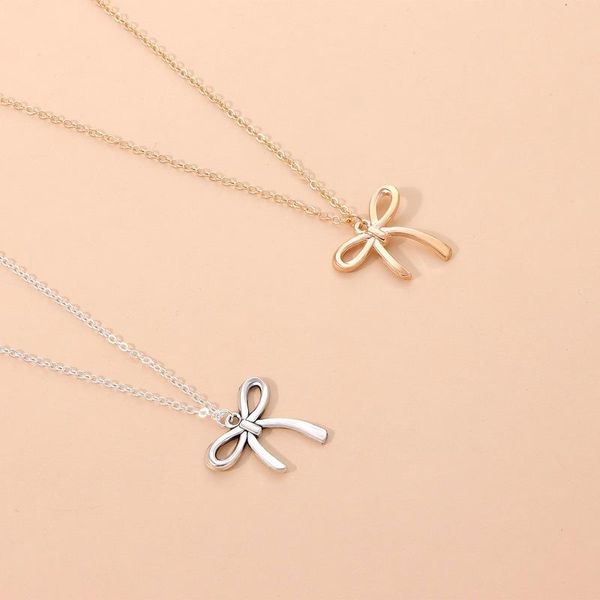 

chains necklace woman bowknot necklaces women chain ladies pendant girls jewelry silver color trendy korean zinc alloy simple halskette