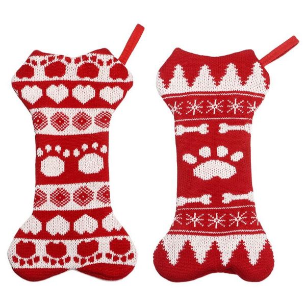 

christmas decorations classic party holiday decoration pet dog stockings bone shape hanging knit