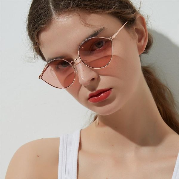 

sunglasses abay elegant round cat eye women retro large eyewear female brand designer metal men's driving camping hiking oculos, White;black