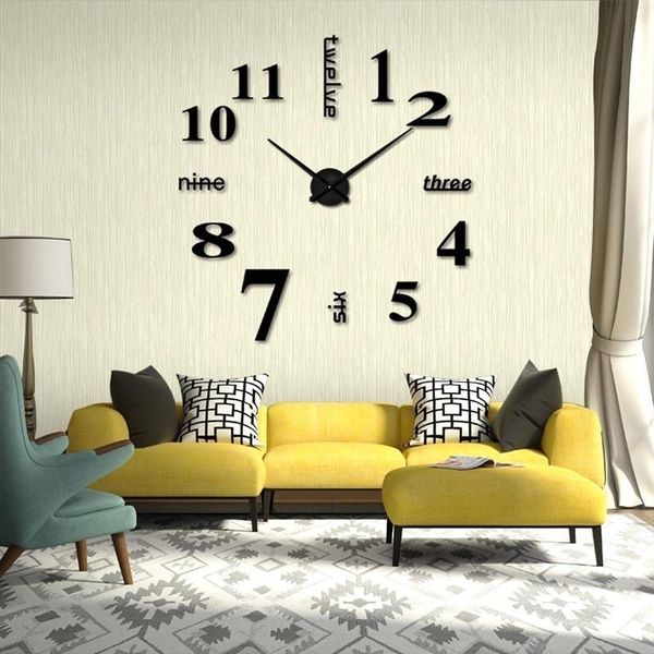 

wall clocks diy acrylic 3d clock mirror sticker fashion modern art living room home office decor