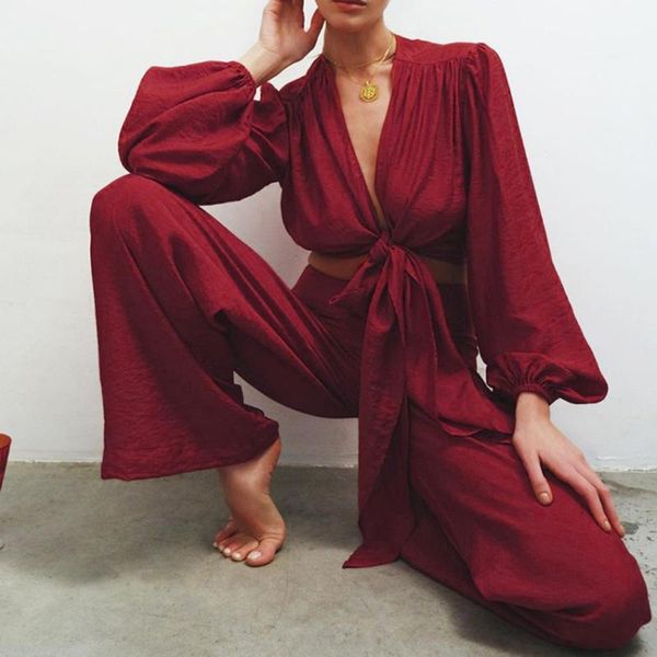 

women's two piece pants bow pantsuit 2 pcs red hollow loose trousers suits elegant ol suit tracksuit outsuit trouser jumpsuit, White