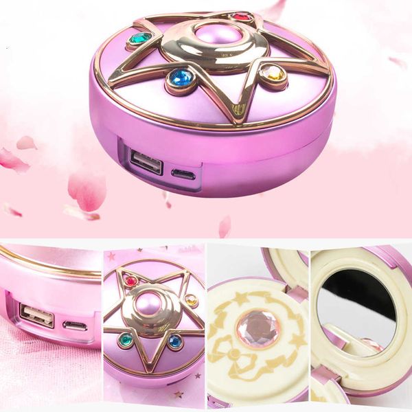 

anime makeup mirror sailor moon crystal star 8000mah mobile power charger built-in battery rechargeable with makeup mirror sh190925