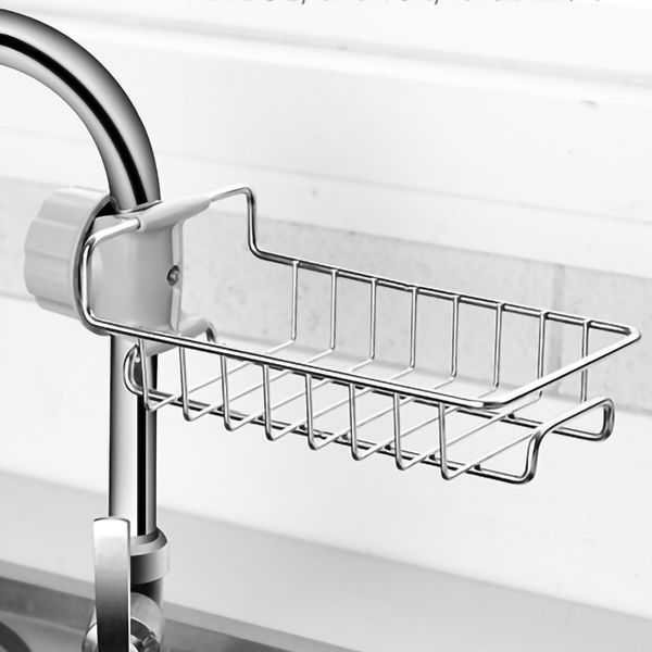 

stainless steel faucet rack kitchen storage shelf sponge dish cloth finishing rack drain rack pool rag storage drain dry