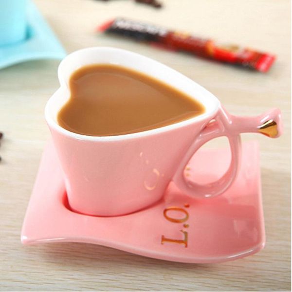 

mugs creative heart shaped ceramic coffee cup with plate valentine's day gift