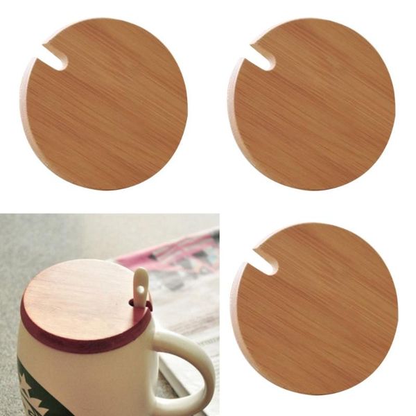 

mugs 3pcs wood lids wooden mug cover glass jar drink cup lid with spoon hole