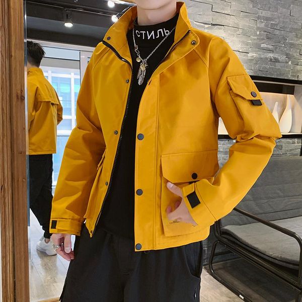 

men's jackets casual jacket 2021 autumn fashion solid bomber coats turn-down collar spring arrival short windbreaker clothing, Black;brown