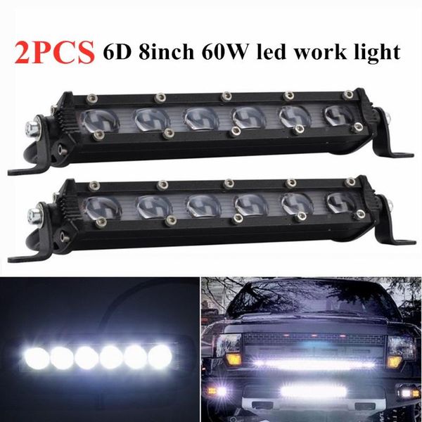 

working light 2pcs 6d 8inch 60w led work spotlight bar driving lamp for truck suv atv boad rzr 4x4 off road car 12v 24v